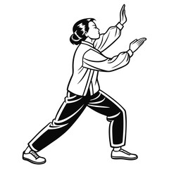 Fototapeta premium Woman practicing martial arts in a dynamic pose