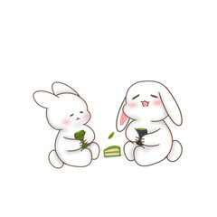 two rabbits with heart