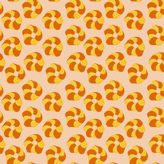 Seamless pattern with sweet buns, cartoon pastry dessert background vector illustration