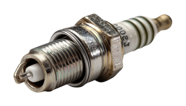 Inspecting spark plug performance in automotive mechanics PNG, isolated on transparent background