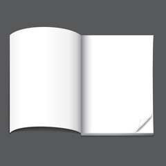 open spread of book with blank white pages vector illustration gradient mesh used EPS10.