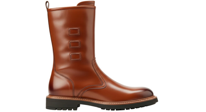 Isolated leather boot product shot for marketing materials and website apparel design ads