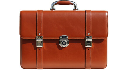 Isolated leather briefcase, elegant accessory, vintage style, polished business fashion bag