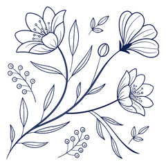 Monoline Botanical Flower Pattern