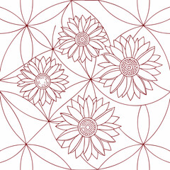 Stylized Sunflower Line Art