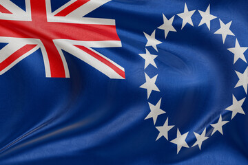 Dynamic rippling fabric of the Cook Islands flag, representing unity, heritage, and the essence of...
