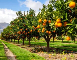 Orange orchard on a sunny day