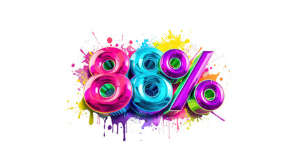 88% Off Sale Colorful 3D Number with Paint Splatter Design