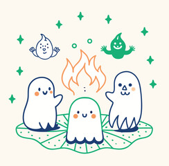 A fun, seamless vector cartoon of a set of wild animals including a penguin, owl, and cat on a branch