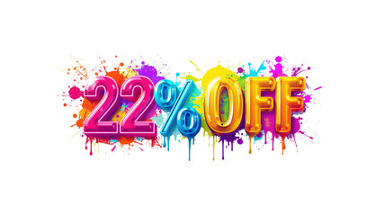 Vibrant 22% Off Sale Banner with Colorful Paint Splatter