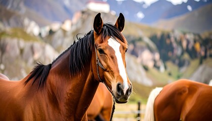 Horse in mountain landscape