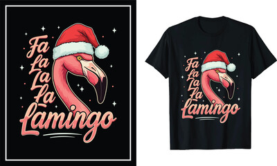 Obraz premium Funny Flamingo Christmas T-Shirt Design – Fa La La La Holiday Bird Graphic