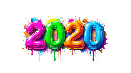 Colorful 2020 New Year Design with Paint Splatter