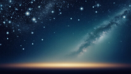 Background sky, deep night with countless sparkling stars, faint Milky Way galaxy glow, dreamy and peaceful atmosphere, gradient from dark blue to black