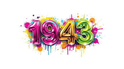 Vibrant 1943 Design Retro Year Number with Colorful Paint Splatter