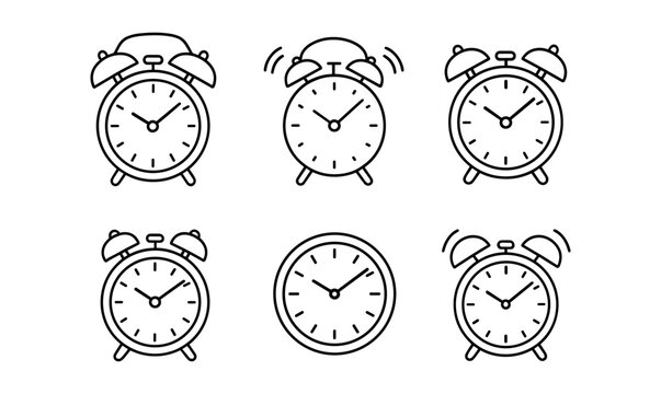 Collection of colorful clock and scale designs for time management and precision themes