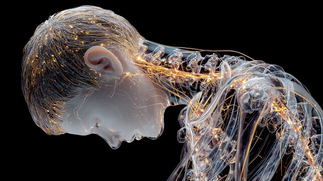 日本人男子が透明体で神経を示す