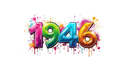 Colorful 1946 Year Design with Paint Splatter Effect