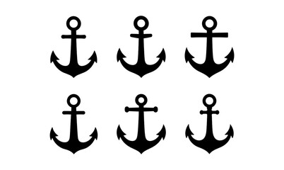 Nautical anchor icon set for design and digital projects