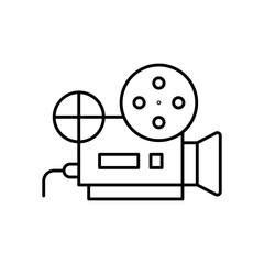 Movie Film Reel Line Icon: Cinema and Entertainment