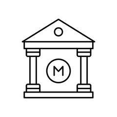 Museum Building Structure Line Icon: Culture and Exhibition