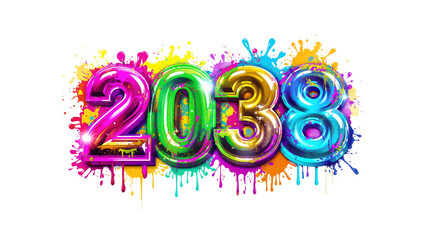 Vibrant 2038 New Year Design with Colorful Paint Splatter