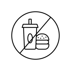 No Food Forbidden Line Icon: Rule and Prohibition