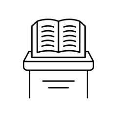 Book Reading Line Icon: Education and Knowledge