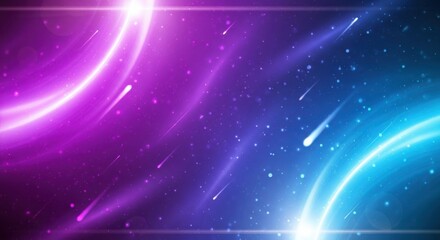 Abstract neon swirls and streaks of light in a cosmic nebula