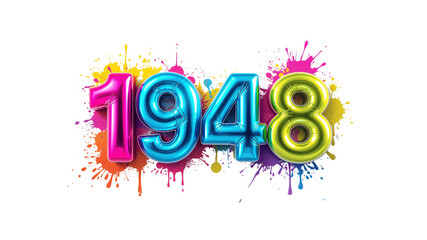Colorful Balloon Number 1948 on a Paint Splatter Background