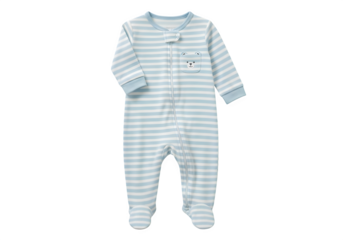 Striped baby footed pajama isolated on transparent background, a cozy and comfortable sleepwear option for infants, soft and gentle on delicate skin