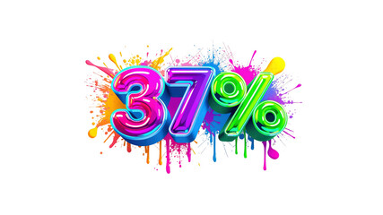 Vibrant 37% Off Sale Discount Banner with Colorful Paint Splatter