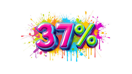 37% Off Sale Colorful Paint Splatter Discount Banner