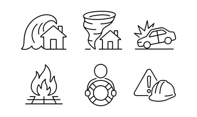 Security and rescue icon set for emergency preparedness and safety design