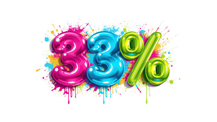 33% Off Sale! Colorful Balloon Number Design with Paint Splatter Background