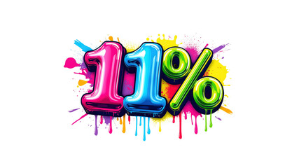 Vibrant 11% Off Sale Banner with Colorful Paint Splatter