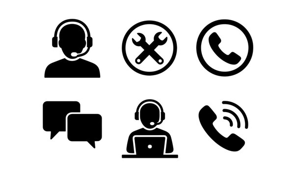 Customer support icons set for communication and assistance design