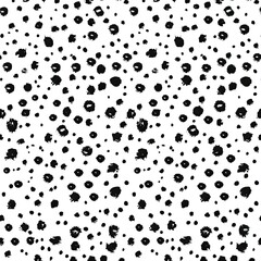 A repeating pattern of varying-sized black ink dots on a white background, subtly denser in the center