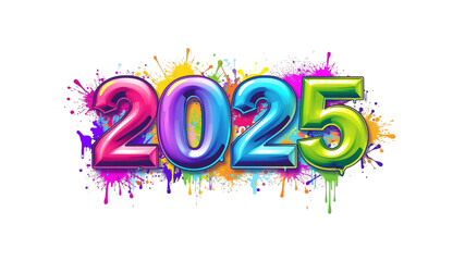 Vibrant 2025 New Year Design with Colorful Paint Splatter