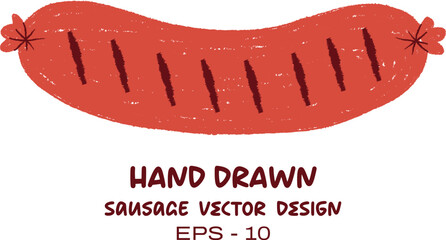 Hand drawn sausage vector illustration for food design and cooking concepts vector Handmade Hand Drawn
