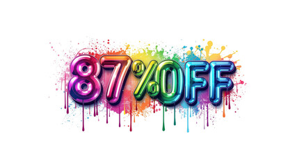 87% Off Sale Rainbow Splash Graphic Design