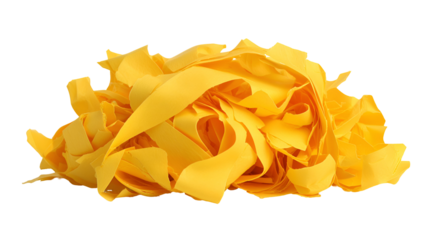 Pile of yellow shredded paper abstract texture background