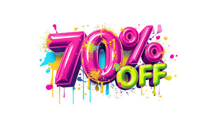 70% Off Sale Colorful 3D Text with Paint Splatter Design