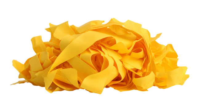 Pile of yellow shredded paper abstract texture background