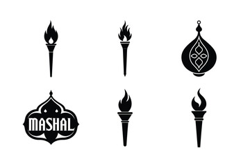 mashal bundle linocut style silhouette vector illustration