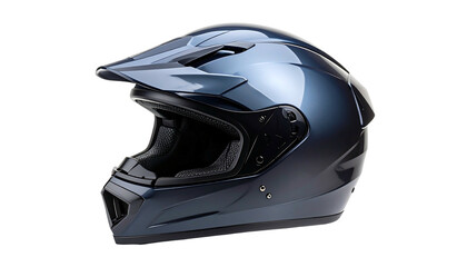 Fototapeta premium Closeup view of a dark blue motorcycle helmet.