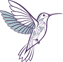 Modern geometric hummingbird art with clean lines and soft colors, symbolizing elegance, freedom, and creativity. Perfect for nature lovers and art enthusiasts.