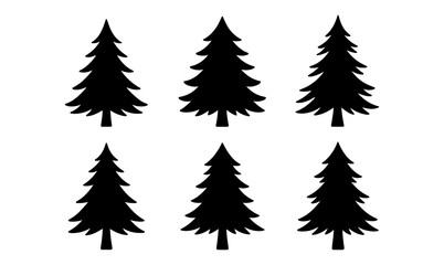 Obraz premium Minimalist christmas tree silhouettes for festive winter design projects