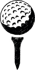 Golf ball on tee vintage sketch style sport icon vector Handmade Hand Drawn