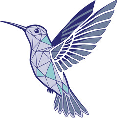 Stylish geometric hummingbird illustration in polygon art style, symbolizing freedom, grace, and nature. Perfect for posters, t-shirts, stickers, eco brands, and modern lifestyle designs.